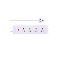 FatCherry 4 + 1 Power Strip White Color 240 Volts with 1 LED Indicator Master Switch,Safety Shutter & 4 International sockets, 1.86 Meter Log Wire, Extension Cord for Home Appliances, Cooler, Laptop