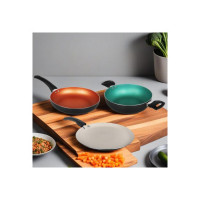 SigriWala SigriWala Tri-Color Combo Set:Tawa, Frying Pan, and Kadai Aluminium Non-Stick Coated Cookware Set  (Aluminium, 3 - Piece)