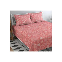 BSB HOME® 200 TC 100% Cotton Feel Bedsheet for Double Bed with Two King Size Pillow Covers Soft/Breathable Wrinkel Free - 90x100 Inches - (Multicolour, Light Pink)
