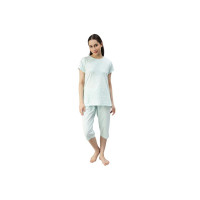 JUNEBERRY® Pure Cotton Mint Sleep Wear Set of Solid Top & Printed Bottom