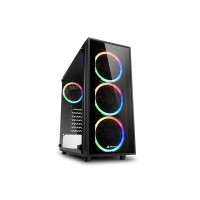 Sharkoon TG4-RGB Mid Tower PC Computer Case I Support Mini-ITX, Micro-ATX, ATX Motherboard I Side Panel Tempered Glass with 4 x 120 mm RGB LED Fan (pre-Installed) - Black [Apply ₹2446 coupon ]
