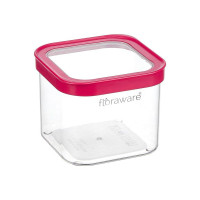 Floraware Food Safe Plastic Multiuse Square Fit-Lock Airtight Storage Jar, Grocery Container, BPA free, 750 ML (Pink, 2)