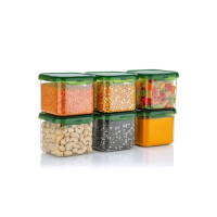 Nexium Unbrekable Plastic Storage Jars & Container Set Of 6 (500ml,Mendi Green)…