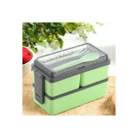 OMORTEX Rectangular Classy 3 Section Lunch Box With 1 Spoon & 1 Fork 3 Containers Lunch Box  (1500 ml)