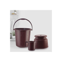 Cello Petal Bathroom Set | Sturdy and Durable | Lightweight and Rigid | Easy to Clean and Attractive Design | Small Set of 3, Dark Brown