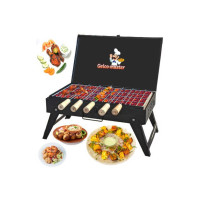 Geico master BriefcaseStyleFoldingCompactPicnicBarbequeGrill,with5Skewer Charcoal Grill