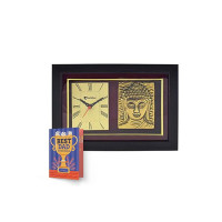 ARCHIES Buddha Statues for Living Room Buddha Clock | Battery Operated for Bedroom, Living Room, Office, Home Decor Decoration Items(255 X 35 X 18 Cm,Bronze,Wooden Frame with Brass Idol) A136