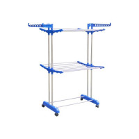 Unizone Steel, Plastic Floor Cloth Dryer Stand Stainless Made In India Double Poll Two Tier Rack  (2 Tier)