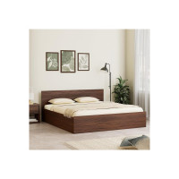 Amazon Brand - Solimo Altamore Engineered Wood King Bed with Storage, Non Woven Base (Walnut Finish)