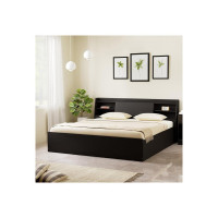 Amazon Brand - Solimo Altamore Engineered Wood King Bed with Headboard and Box Storage (Wenge Finish)