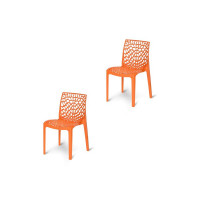 Supreme Web Designer Plastic Chair for Home and Office (Set of 2, Orange)