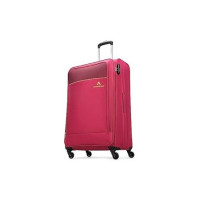 Aristocrat Oasis Plus Large Size Soft Check in Luggage (79 cm) | Spacious Polyeste Trolley with 4 Wheels and Combination Lock | Dazzling Red | Unisex| 5 Year Warranty