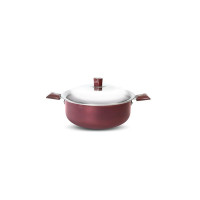 NIRLEP by Bajaj Electricals Selec+ Aluminium Non Stick Induction Casserole with Lid (4 LTR, Maroon)