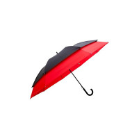 SUN Umbrella Golf Stretch Sturdy 360 Black and Red Double Canopy Large Stick