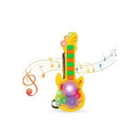 Gooyo GY999-53 Battery Operated Musical Toy Guitar with 8 Keys & 3D Gear & Flash Light Effects for Kids/Baby/Girls/Boys/Gifts/Toddlers | Yellow Color, Power Source: 3xAA Battery (Not Included)