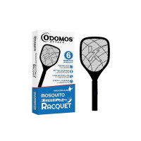 Odomos Attack Anti - Mosquito Rechargeable Racquet with 500mAH Battery || 6 Month Warranty (Black)