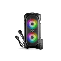 pTron Fusion Party v2 40W Karaoke Bluetooth Party Speaker with 3M Wired Microphone, Dual Drivers, RGB Lights, USB/SD Card Playback, Auto TWS Function & Remote Control (Black)