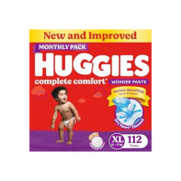 Huggies Complete Comfort Wonder Pants, India's Fastest Absorbing Diaper, Patented Dry Xpert Channel | Pant Style Diapers XL Size (12 to 17 Kgs), Pack of 112 Diapers [coupon]