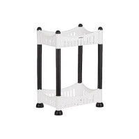Amazon Brand - Solimo Two-Tier Multipurpose Plastic Rack for Kitchen, Living Room, Bathroom (Concave, Black and White)