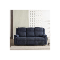 Amazon Brand - Solimo Kalvian Manual 3 Seater Fabric Recliner (Blue)