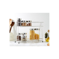 Amazon Brand - Solimo Two-Tier Kitchen Rack, Stainless Steel (36 cm x 29 cm x 16 cm), Tiered Shelf