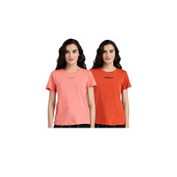 Amazon Brand - INKAST Women's Cotton Regular Fit T-Shirt (Pack of 2)