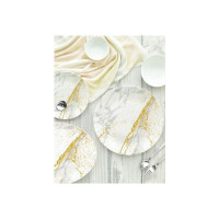 CelloMarbella Divine Series 27 Pcs White & Gold-Toned Printed Opalware Glossy Dinner Set