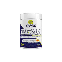 Muscle Asylum Bcaa Powder – 0g Sugar Pre/Post & Intra Workout Muscle Recovery Drink with Amino Acids (Orange Mango) - 3g of BCAAs With Nootropics Matrix for Men & Women – (50 Servings) [coupon]