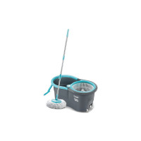 PrestigeCleanHome Alpha Blue & Grey Cotton Mop Set With 2 Microfiber Mop Heads
