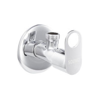 Amazon Brand - Solimo Aquaflex Angle Cock/Valve for Bathroom/Kitchen with Wall Flange, Durable, Elegant Design (Brass, Chrome Finish)