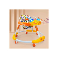 Dash Kitty Baby Walker with Music with Rotation Wheels & High Back Rest (Orange)