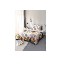 CortinaCream-Coloured & Orange Floral 110 TC Single Bedsheet with 1 Pillow Covers