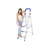 HOMACE Foldable Aluminum Ladder stairs siddi for Home industrial use 5 step ladder Aluminium Ladder  (With Platform)