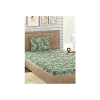 PETAL HOME 300 TC Cotton Single Floral Flat Bedsheet  (Pack of 1, Green)