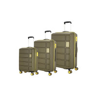 Kamiliant by American Tourister Harrier Zing 3 Pc Set 56 cms, 68 cms & 78 cms- Small, Medium & Large (PP) Hard Sided 8 Wheels Spinner Luggage Set/Suitcase Set/Trolley Bag Set (Miliatry Olive)