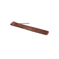 MACKWUD Wooden Incense Stick/Agarbatti Holder Stand (10 x 5 x 10 CM, Brown) Long Brass/Ash Collector Ideal for Home,Office,Temple