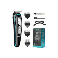 VGR Professional Battery Powered Rechargeable Cordless Beard Hair Trimmer Kit with Guide Combs Brush USB Cord for Men, Family or Pets, Multicolor
