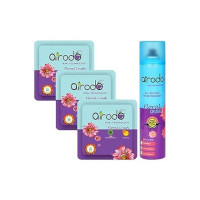 Airodo Pocket Gel Air Freshener, Floral Crush Air Freshner Power Pocket Gel (3) And Room Freshener Bottle(1) Combo Pack With Dual Technology | All In One| (Pack Of 04) (Floral)