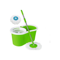 SURABHI Mop Bucket Magic Spin Mop Bucket Double Drive Hand Pressure with 2 Microfiber Mop Head Mop Set Mop Set  (Green)