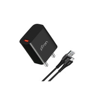 pTron Volta FC12 20W QC3.0 Smart USB Charger with Type-C 1M USB Cable, Made in India, Auto-detect Technology, Multi-Layer Protection, Fast Charging Adaptor for Cellular Phones (Black)