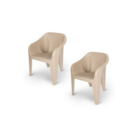 Supreme Futura Plastic Chairs for Home and Office (Set of 2, Dark Beige)