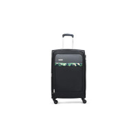 Aristocrat Commander 69Cms Premium Polyester with PVC Coating Soft Sided Check-in 4 Spinner Wheels Medium Black Suitcase