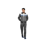 Nivia Colorblock Polyester Zipper Tracksuits for Men/Full Sleeve Running & Sports Tracksuits-Grey/Light Blue/White(Medium)