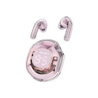bAss biRd Ultra pods pro New Bluetooth Wireless in Ear Earphone with Upto 30 Hours Playback, Gaming Mode, Touch Control, IPX5 Water-Resistance, Bluetooth 5.3 Transparent TWS, Type C (Pink) [Apply  ₹40  Coupon]