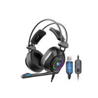 Aula S600 Professional Gaming Headset USB 7.1, Lightweight Over-Ear headphone with RGB Light| Soft Foam Earmuffs & HD Noise Cancelling, 360° Rotation Omnidirectional Mic for Desktop & PC Gamers(Black) [Apply 40% coupon ]