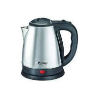 Prestige 1.8 Litres Electric Kettle (PKOSS 1.8)| 1500W| Silver - Black| Automatic Cut-off | Stainless Steel | Rotatable Base | Power Indicator | Single-Touch Lid Locking