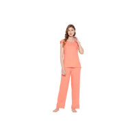 Clovia Women's Cotton Solid Top & Pyjama Set