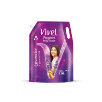 Vivel Fragrant Body Wash, Lavender & Almond Oil Shower Gel, 1500ml Supersaver XL Refill Pouch, Moisturizing Bodywash, Soft & Smooth Skin, Effective Cleansing, For Women & Men