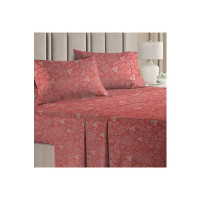 BSB HOME Aspire Collections 100% Microfiber Feel Double/Queen Size Bedsheets with 2 Pillow Covers Cotton, 150tc Floral Pink Bedsheets for Double Bed Microfiber (7ft X 7ft)