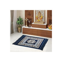 STATUS Traditional Carpet/Pooja Mat|Square Shape|Mat for Home Temple | Pooja Assan 18x18 inch (Blue)